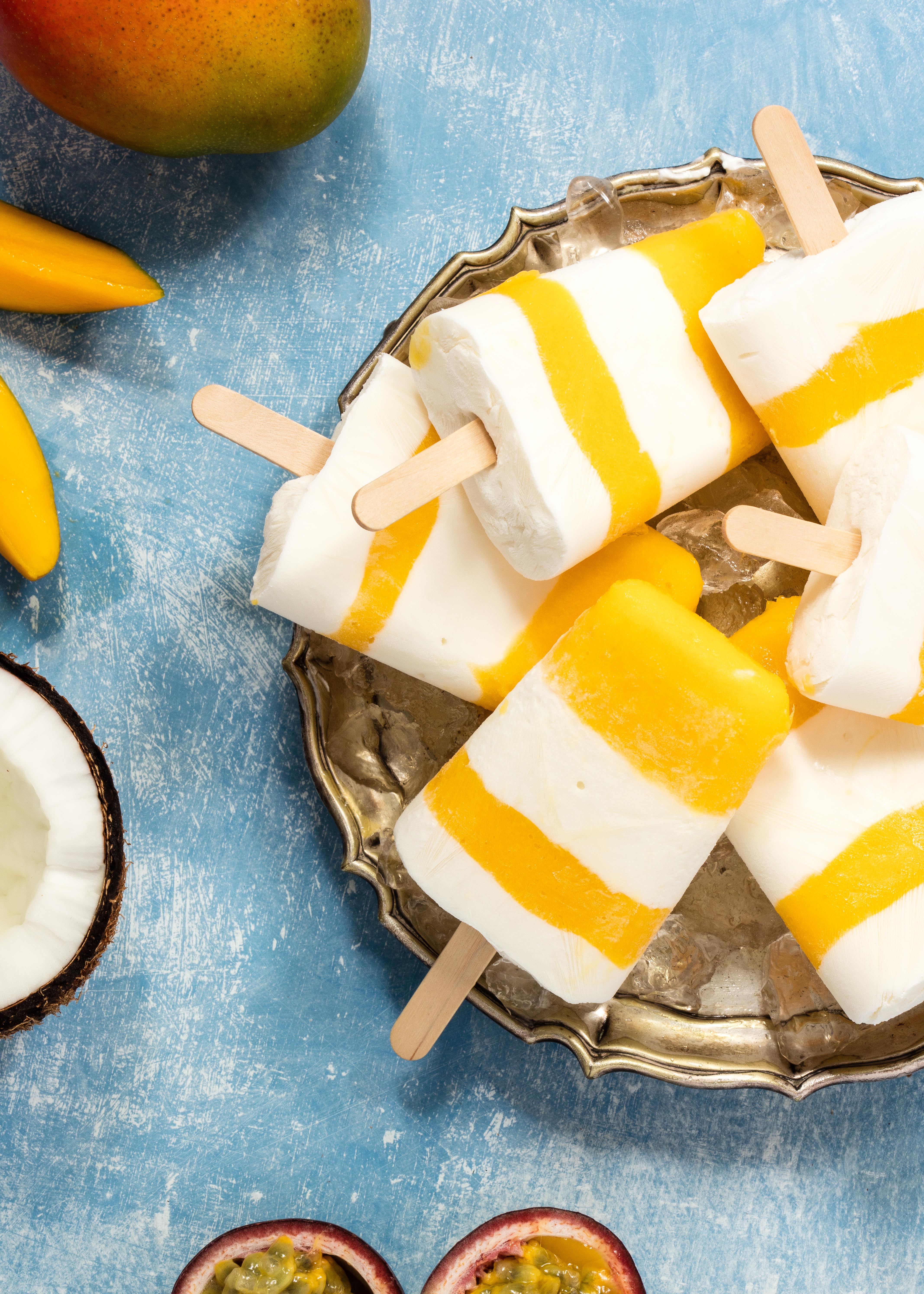 Mango, Passionfruit and Coconut Cream Ice Pops | Truvía®