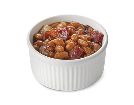 Kate's Baked Beans in a white dish
