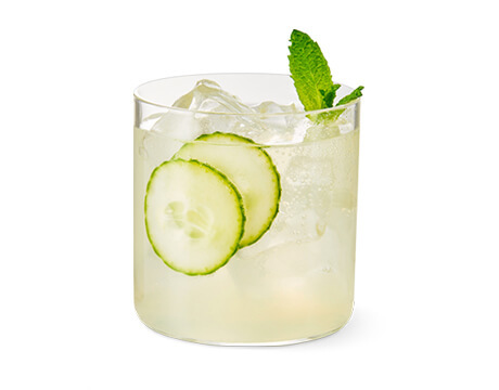 Cucumber Mint Cocktail in a clear glass