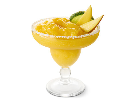 Mango Margarita in a clear margarita glass