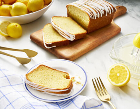 Sliced glazed lemon bread