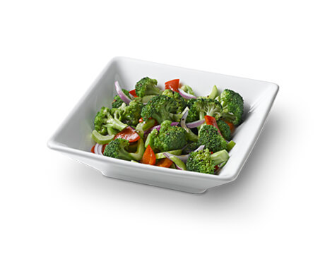 Cinnamon Broccoli Salad in a white dish