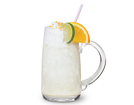 Gin Fizz Float in glass mug with garnish and a straw