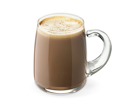 Hot Chocolate in a clear glass mug