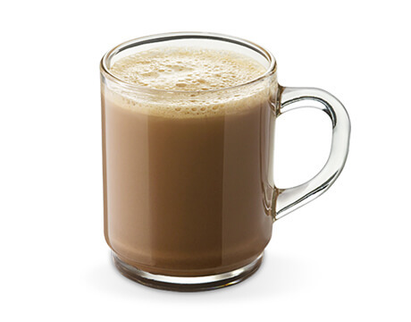 Glass mug of hot cocoa