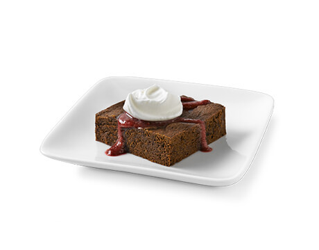 Brownies with Raspberry Coulis made with Truvia