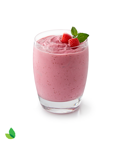 Glass of raspberry frozen yogurt