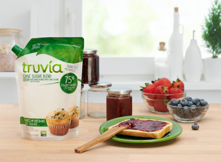 Breakfast Table with bag of Truvia Cane Sugar Blend