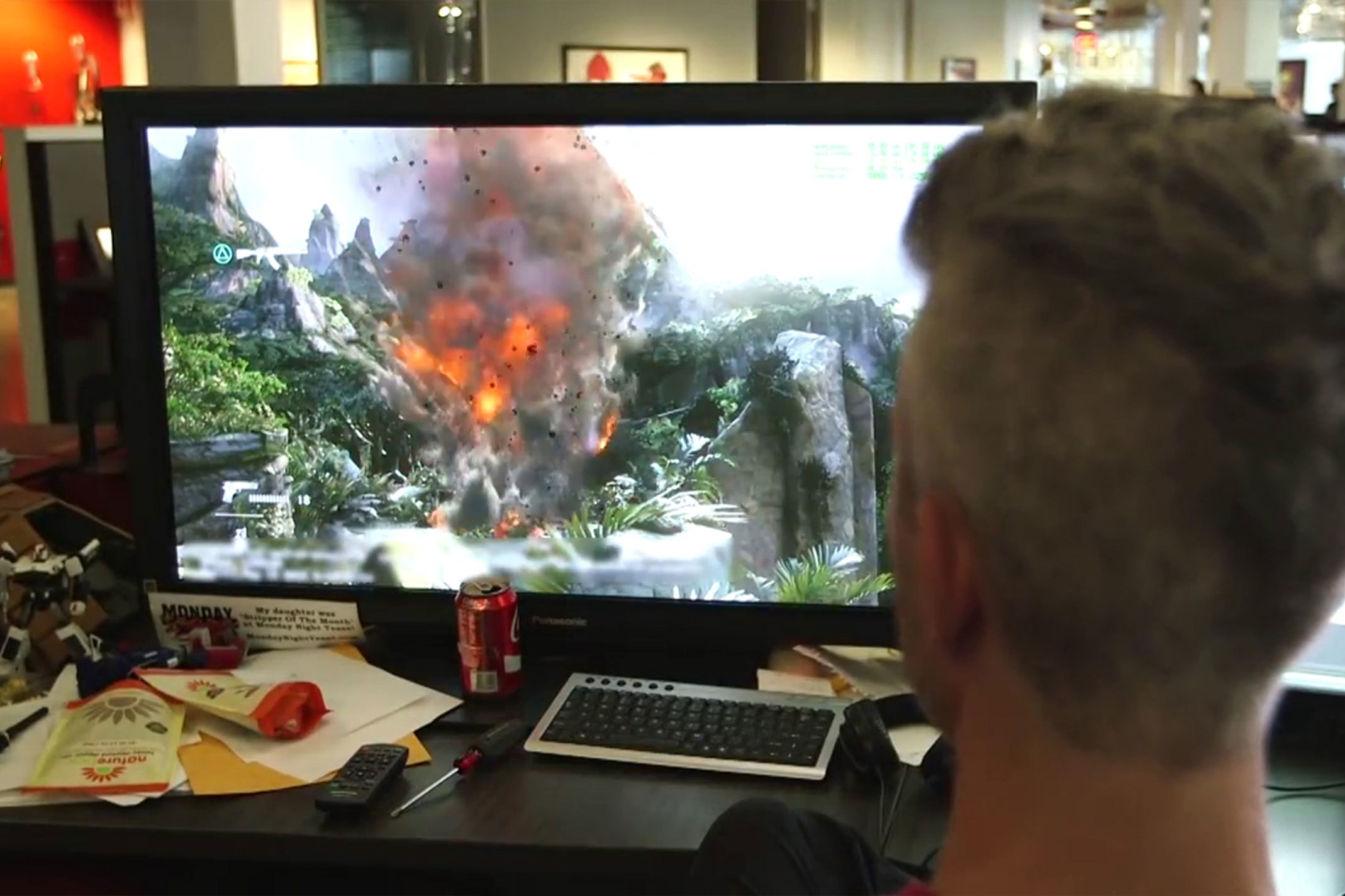 An over the shoulder view of a developer’s workstation