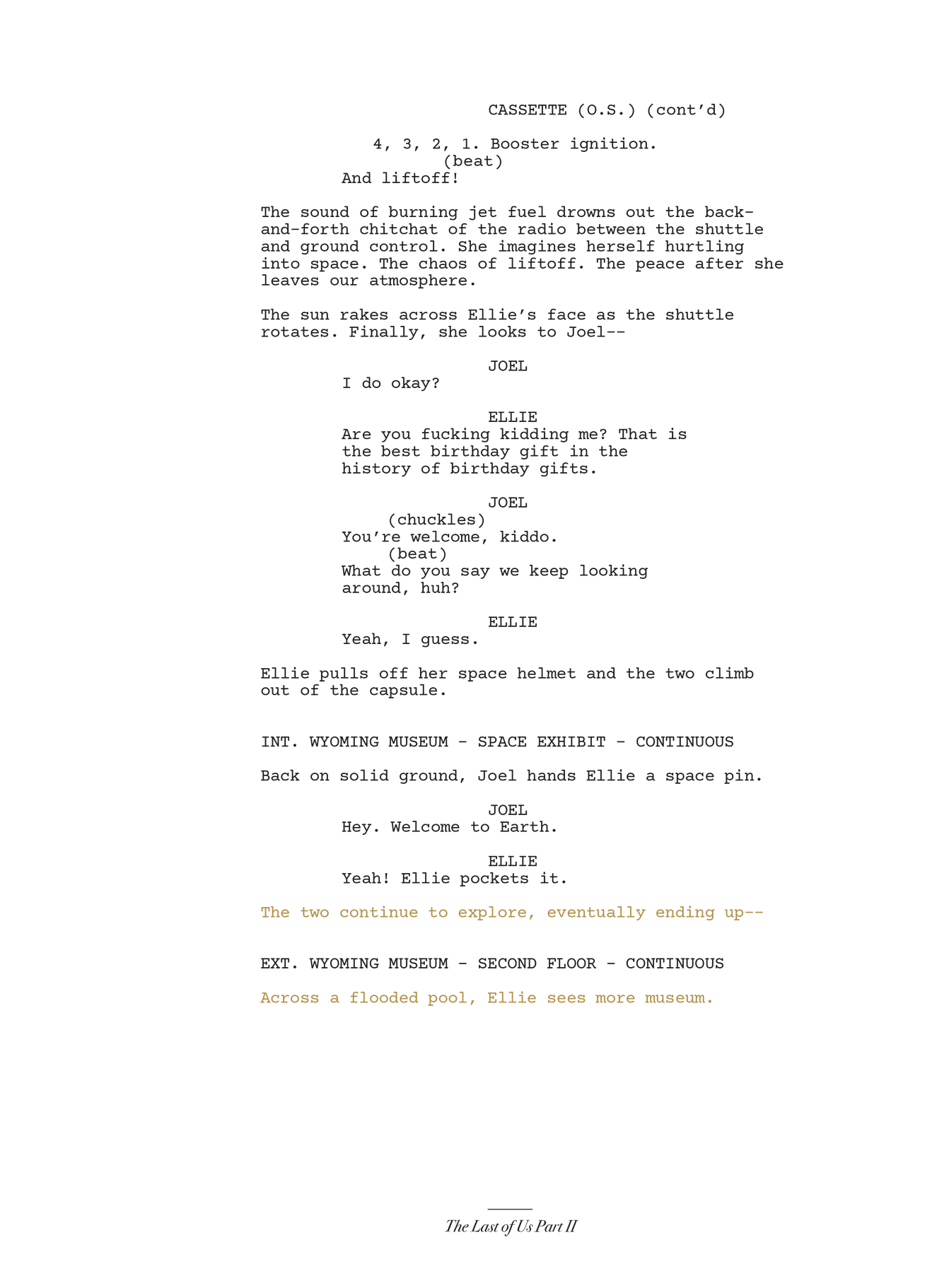 TLOU Day Script Book PII Museum