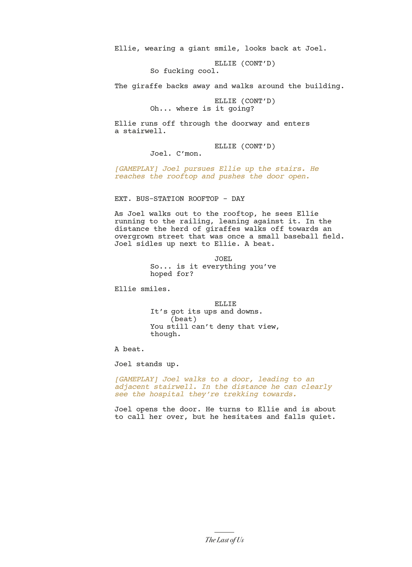 TLOU Day Script Book PI Giraffe