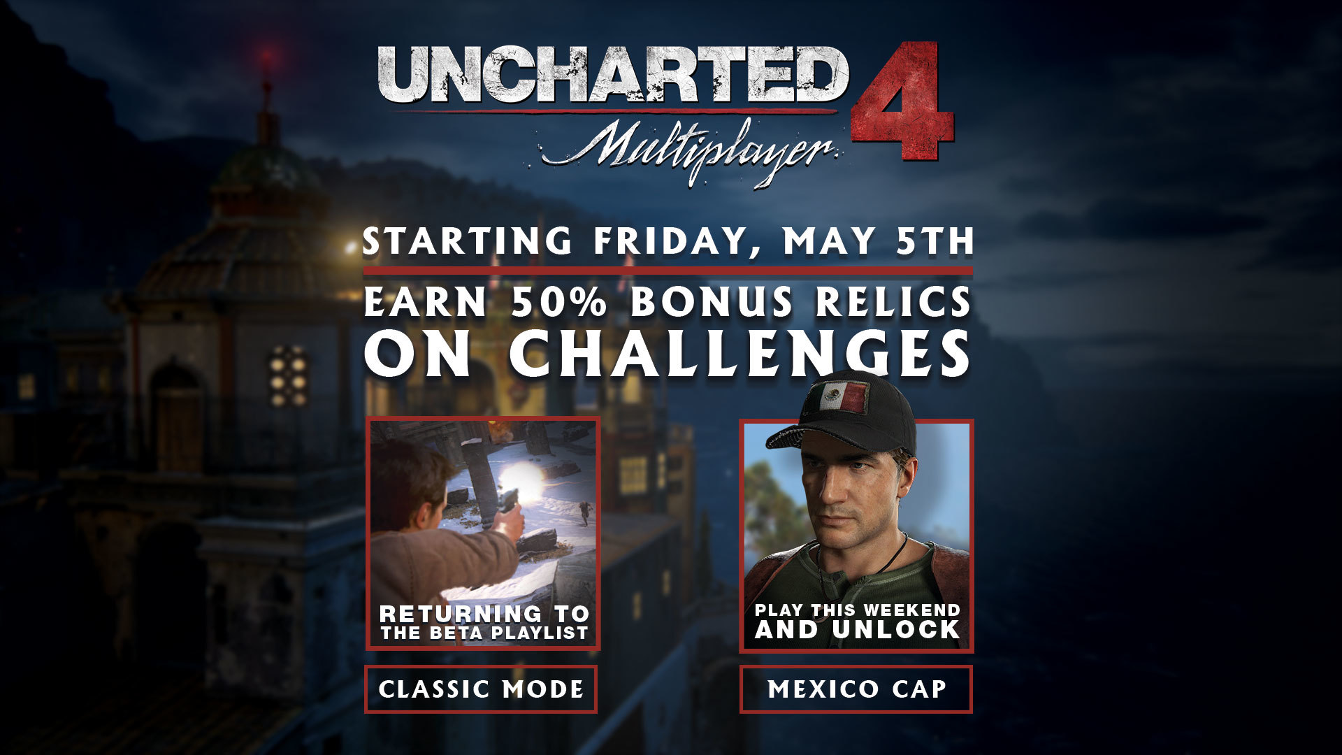 Uncharted 4 Multiplayer: Classic Mode Returns, Relic Bonus Weekend, and Free Hat Giveaway