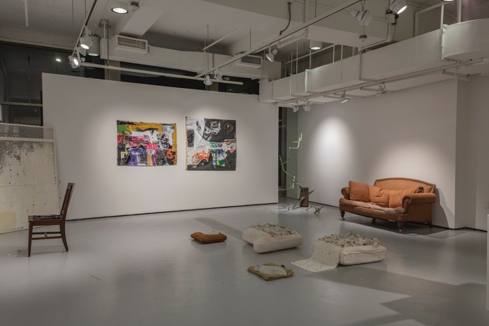 Installation image of UNFINISHED: An undergraduate exhibition of Senior Thesis Works-in-Progress