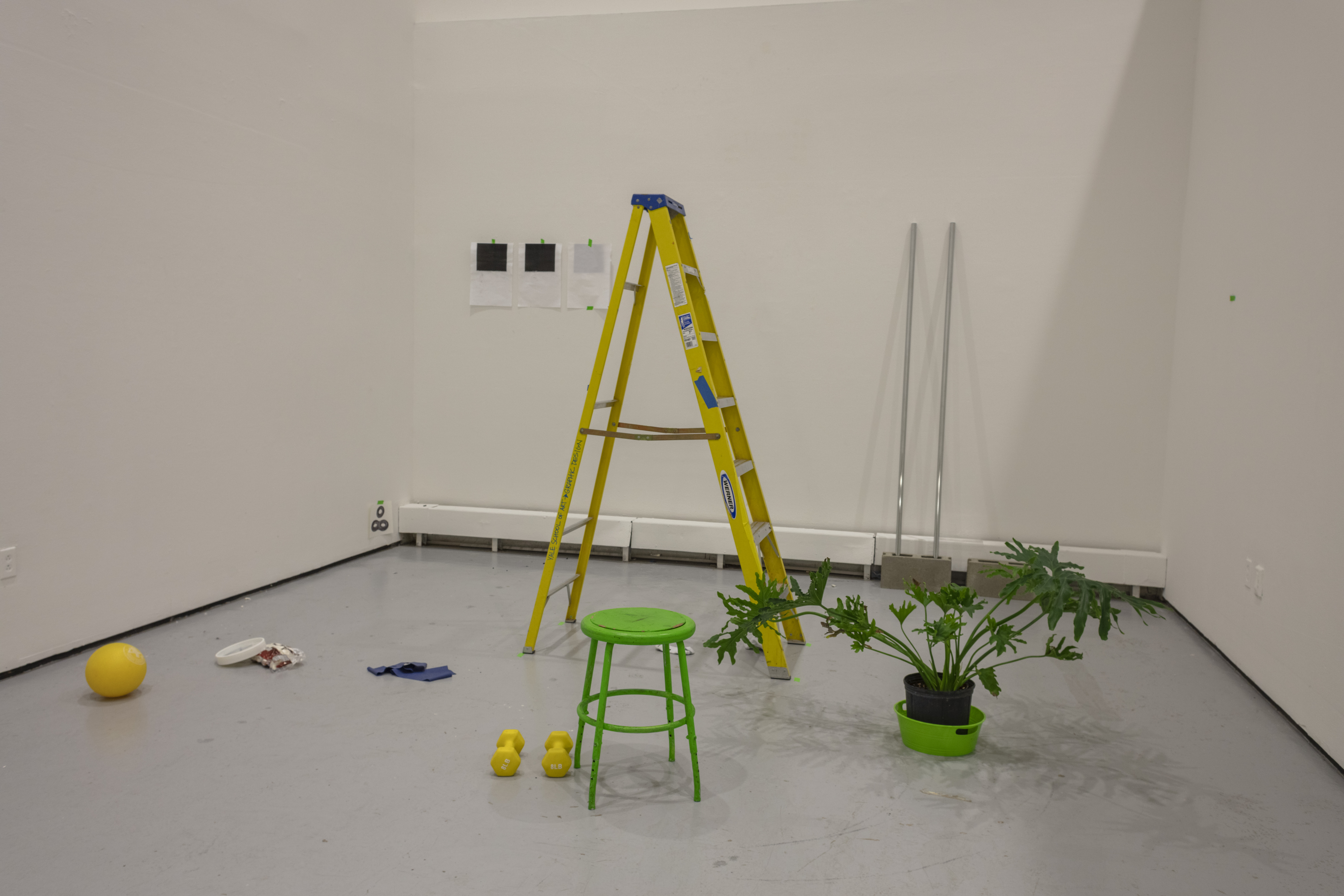 Installation image of UNFINISHED: An undergraduate exhibition of Senior Thesis Works-in-Progress