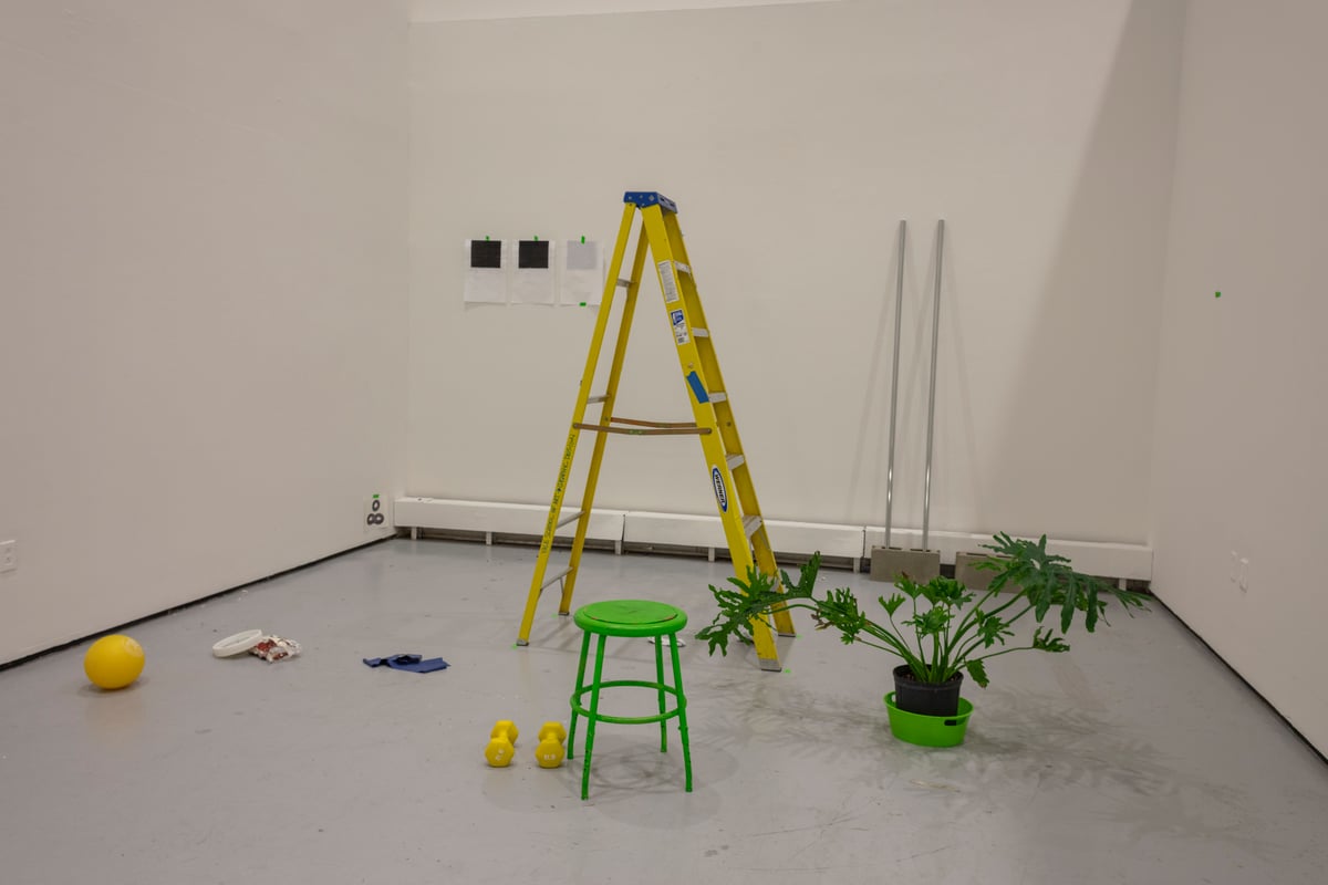 Installation image of UNFINISHED: An undergraduate exhibition of Senior Thesis Works-in-Progress