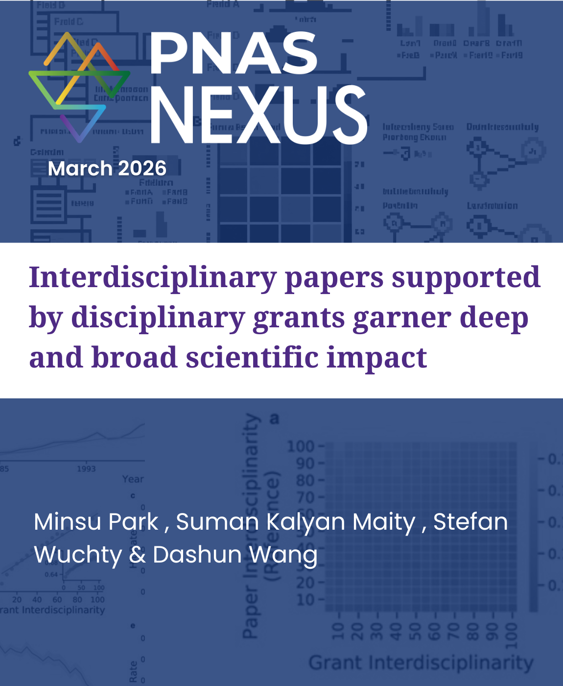 Interdisciplinary papers supported by disciplinary grants garner deep and broad scientific impact, Research by: Minsu Park , Suman Kalyan Maity , Stefan Wuchty  & Dashun Wang