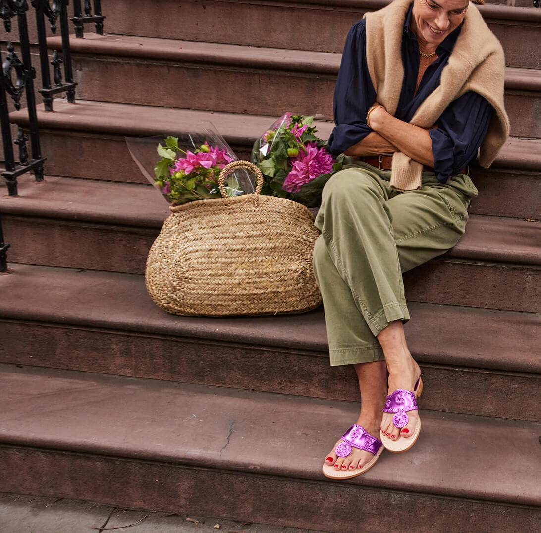 Women sitting on front steps