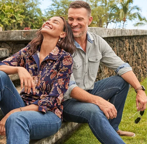 Man and women smiling