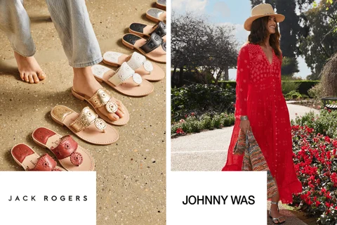 Jack Rodger shoes and Johnny Was model