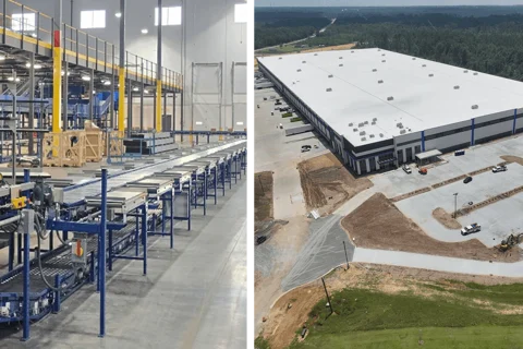 Two side by side images of state of the art distribution center