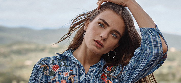 Women with serious face