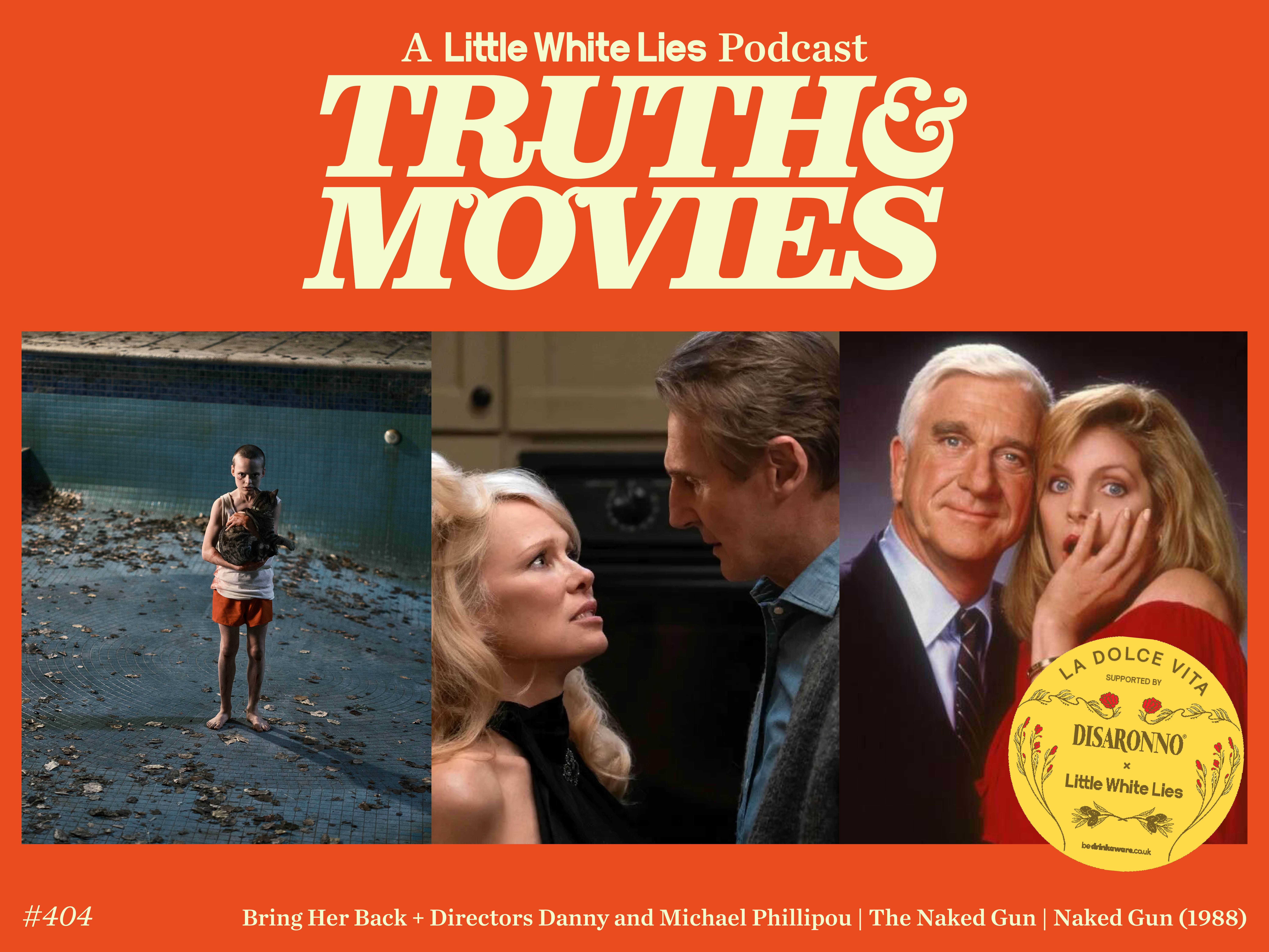 Orange background with white text "TRUTH & MOVIES" and film stills showing people in various scenes, including water and indoor settings.