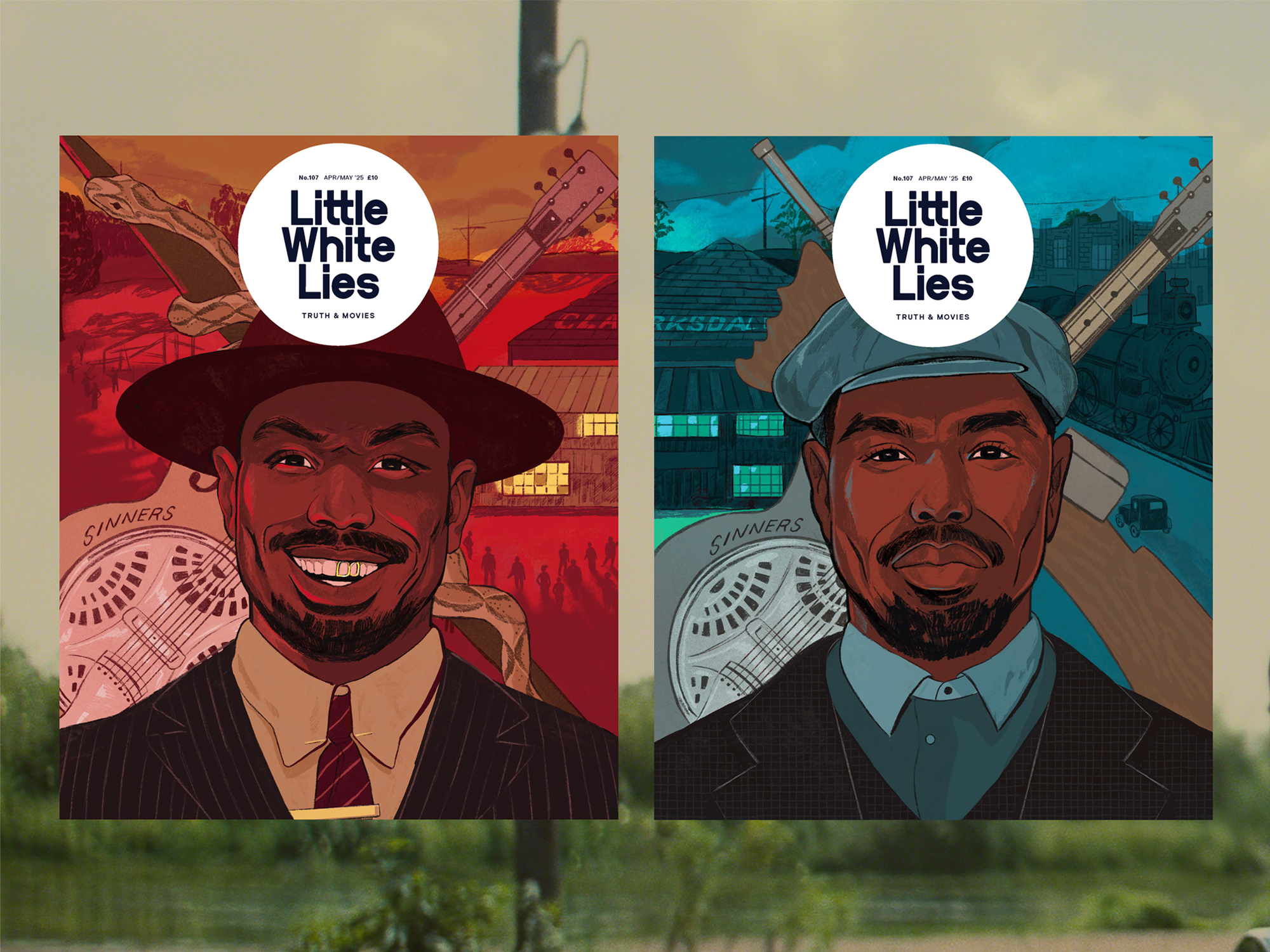 Two illustrated book covers depicting a smiling Black man wearing a hat and tie, with a city skyline in the background