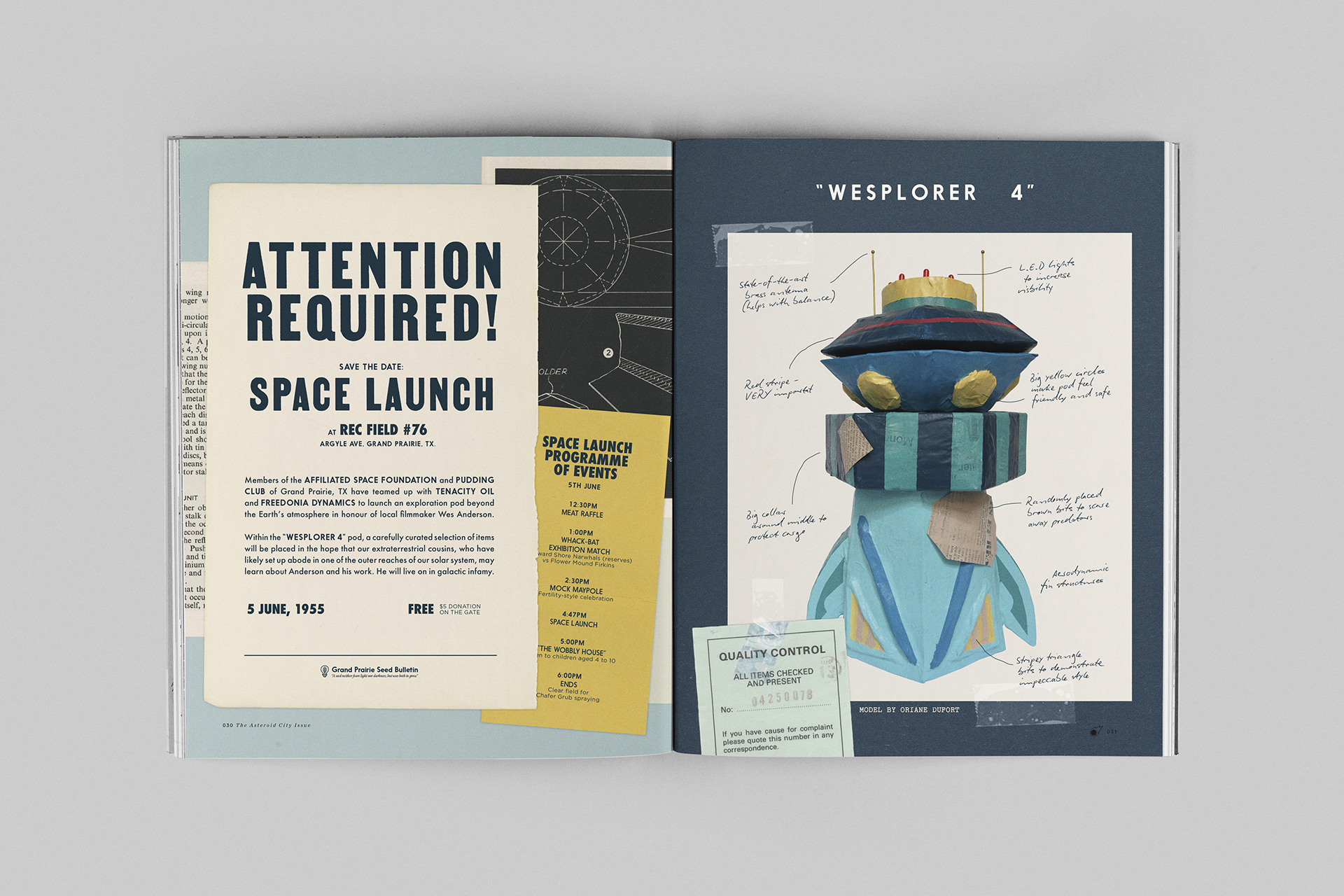 Illustrated poster advertising a space launch, with a retro-style robot character and text about the event.