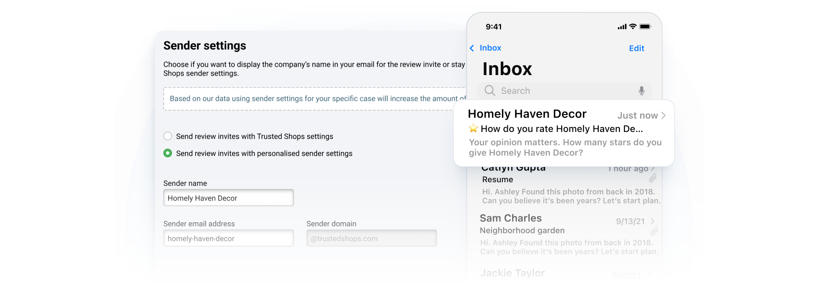 Custom Sender Sttings