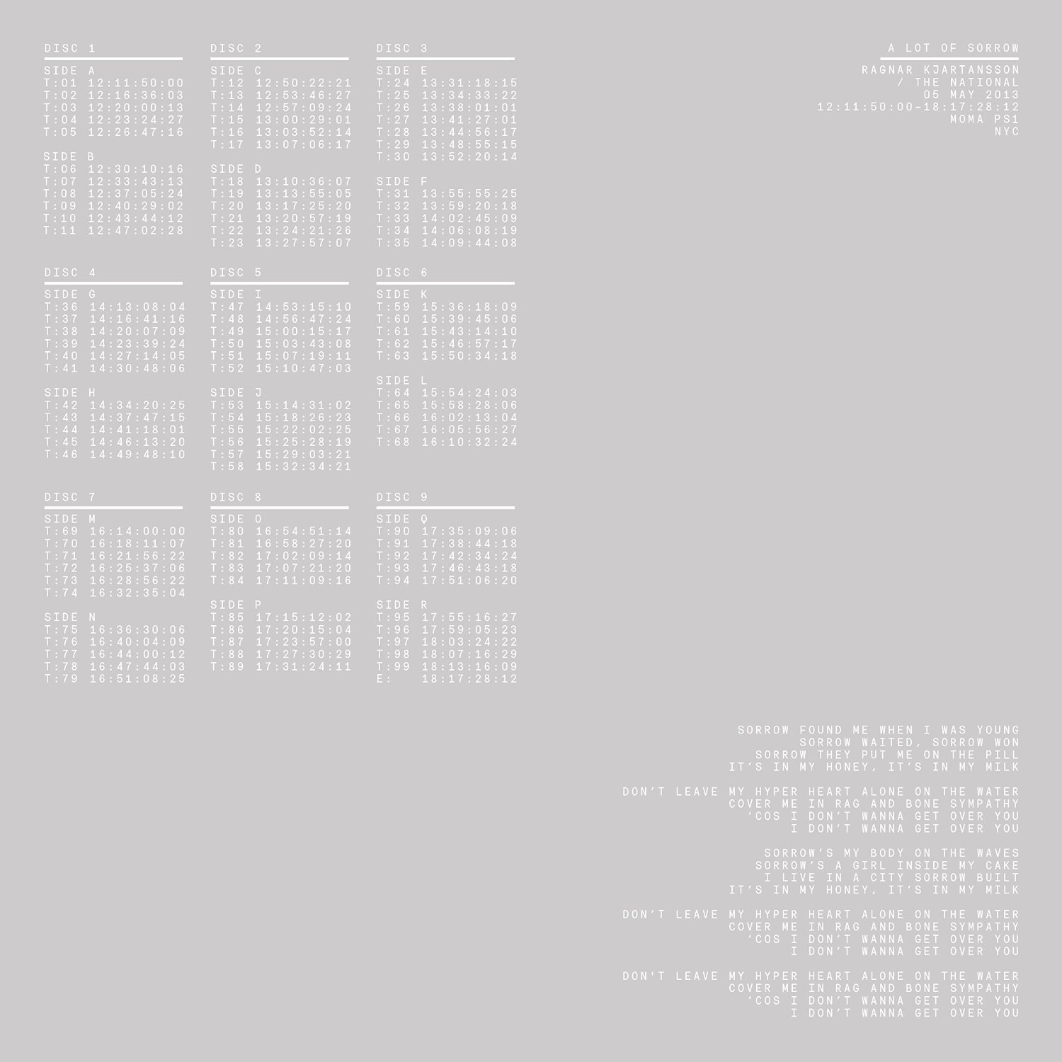 The national a lot of sorrow