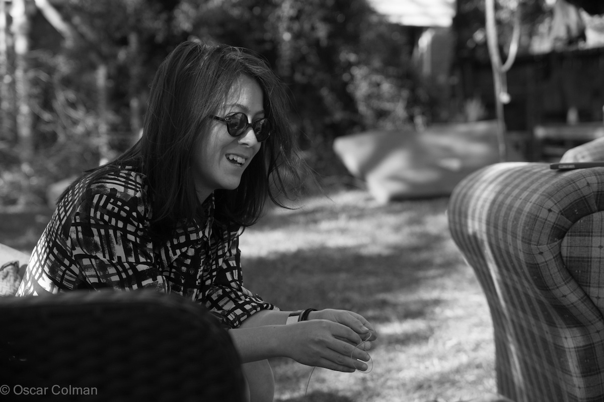 Elmo having a laugh in the backyard