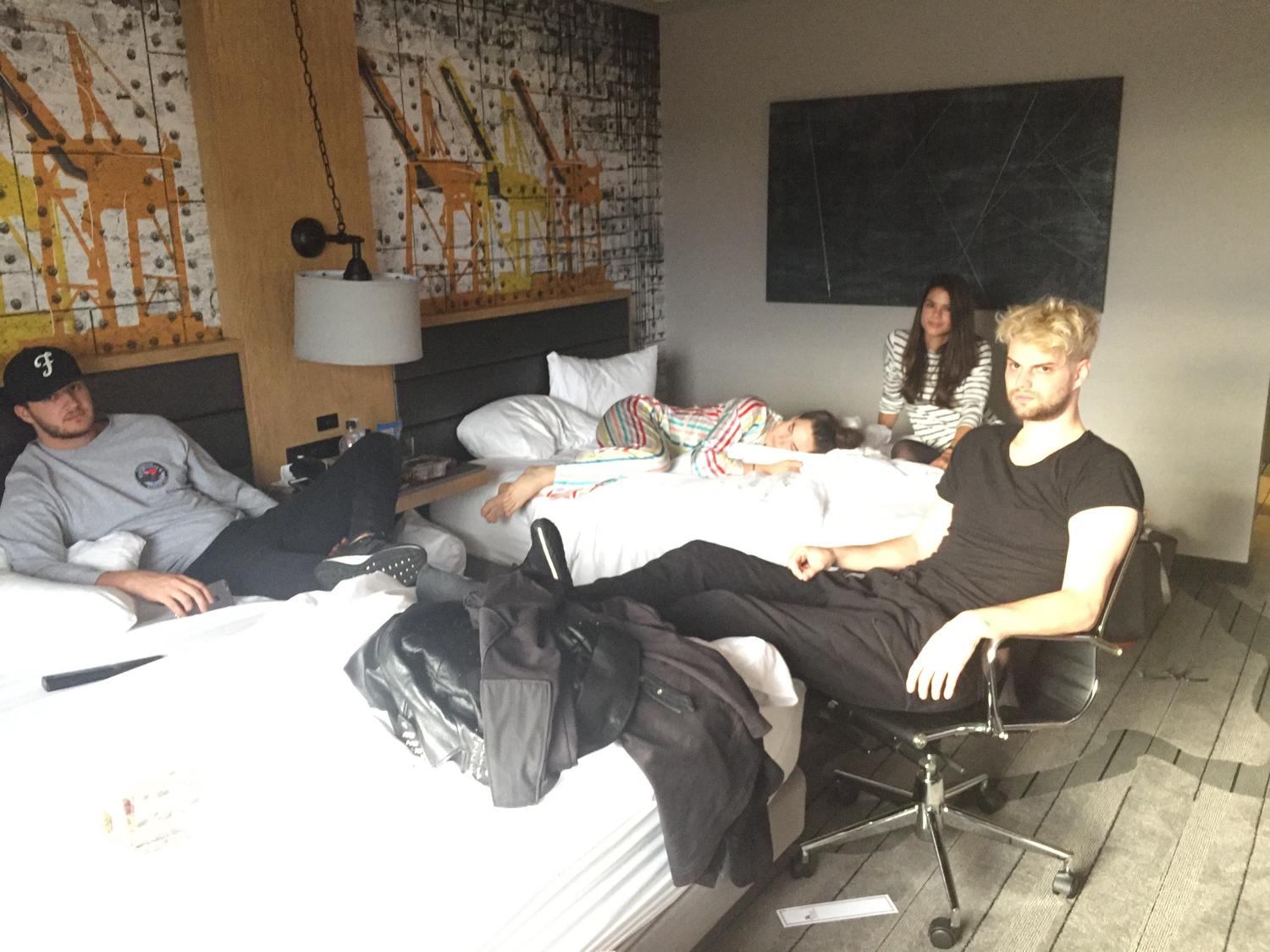 TIMF Sofi Tukker 01 hanging with our friends in our hotel room before heading to the airport