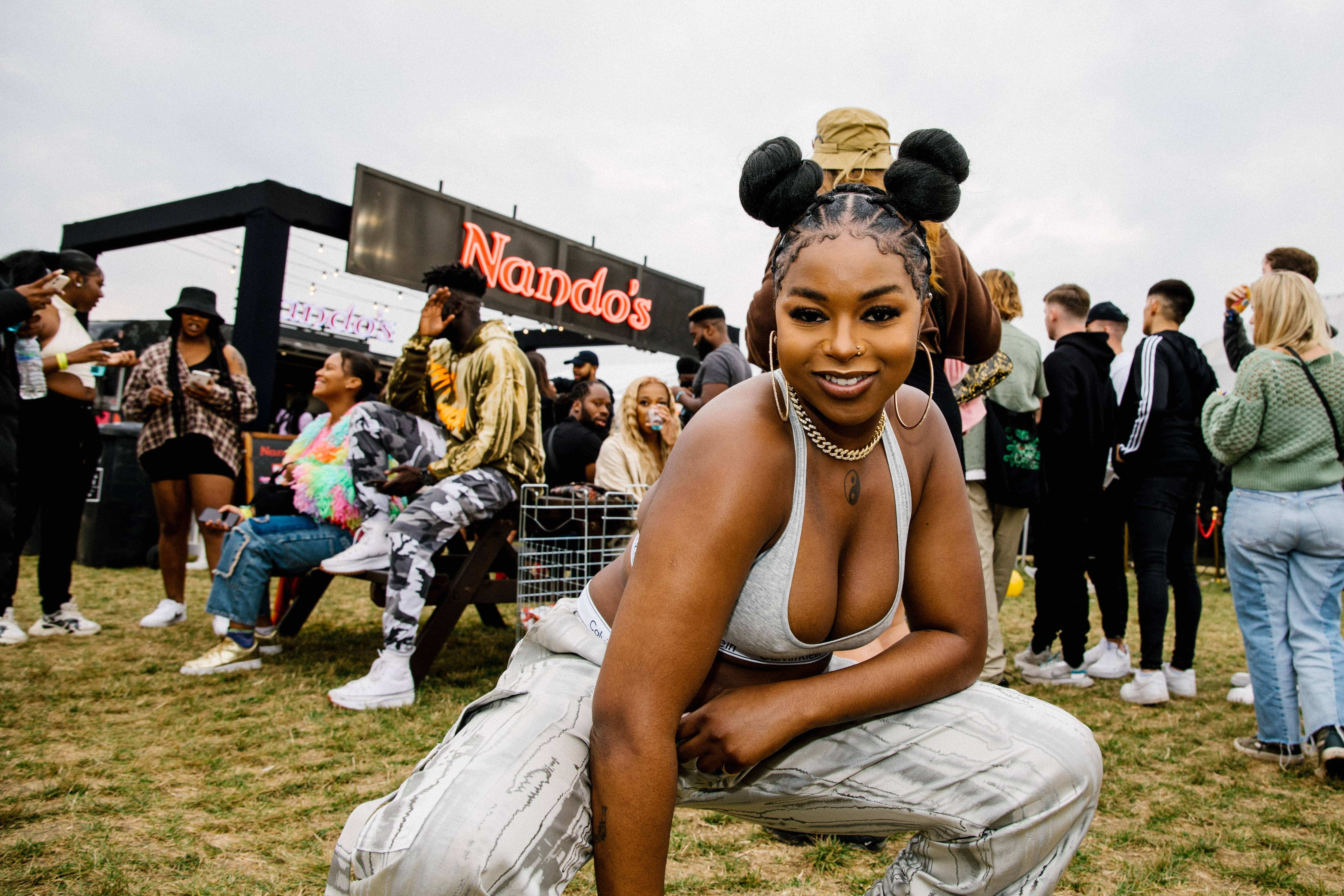 London based rapper Nadia Rose was caught backstage on Day Two of Strawberries and Creem Festival hanging out with Nandos