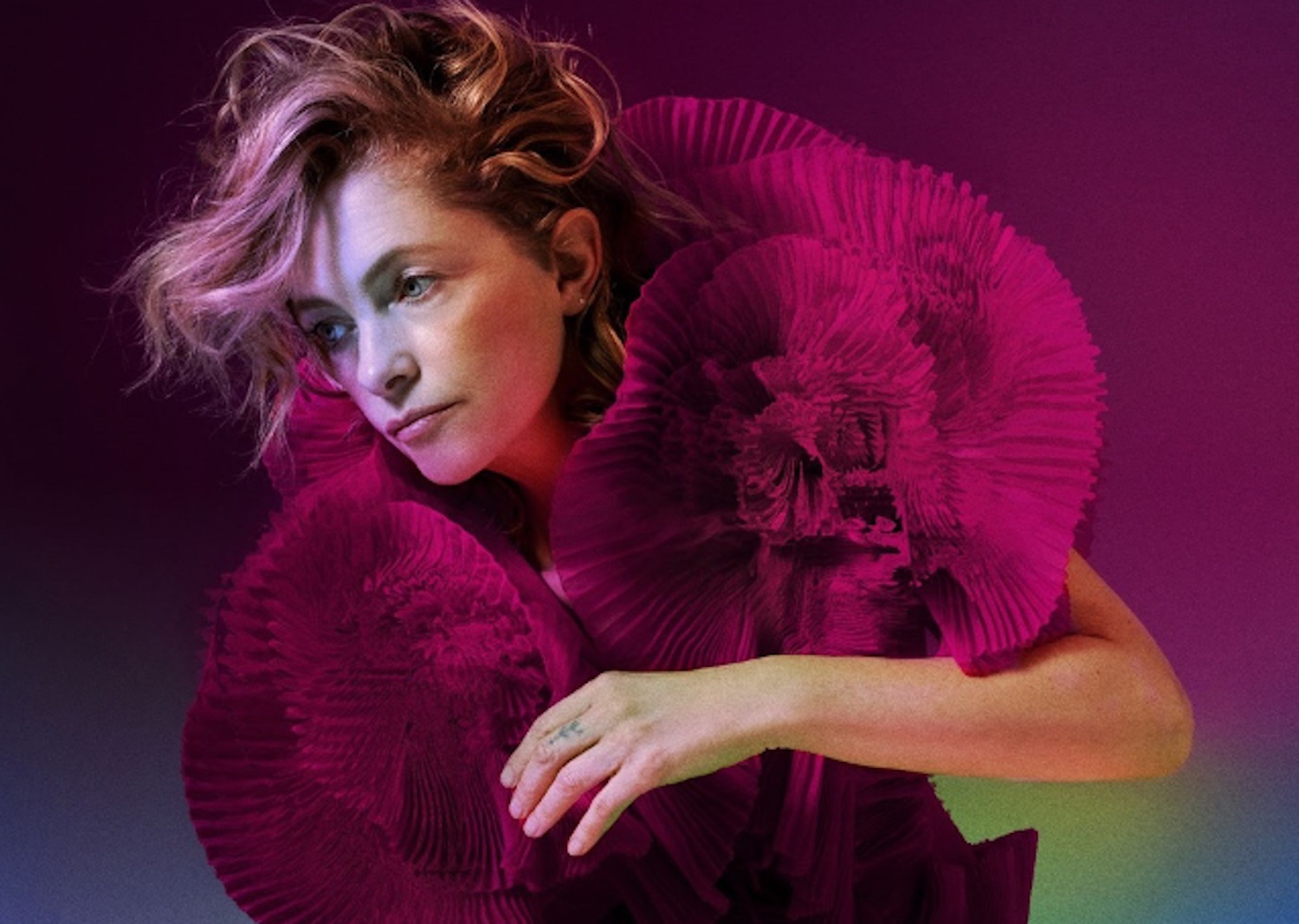 Alison Goldfrapp pink plisse outfit Mat Maitland