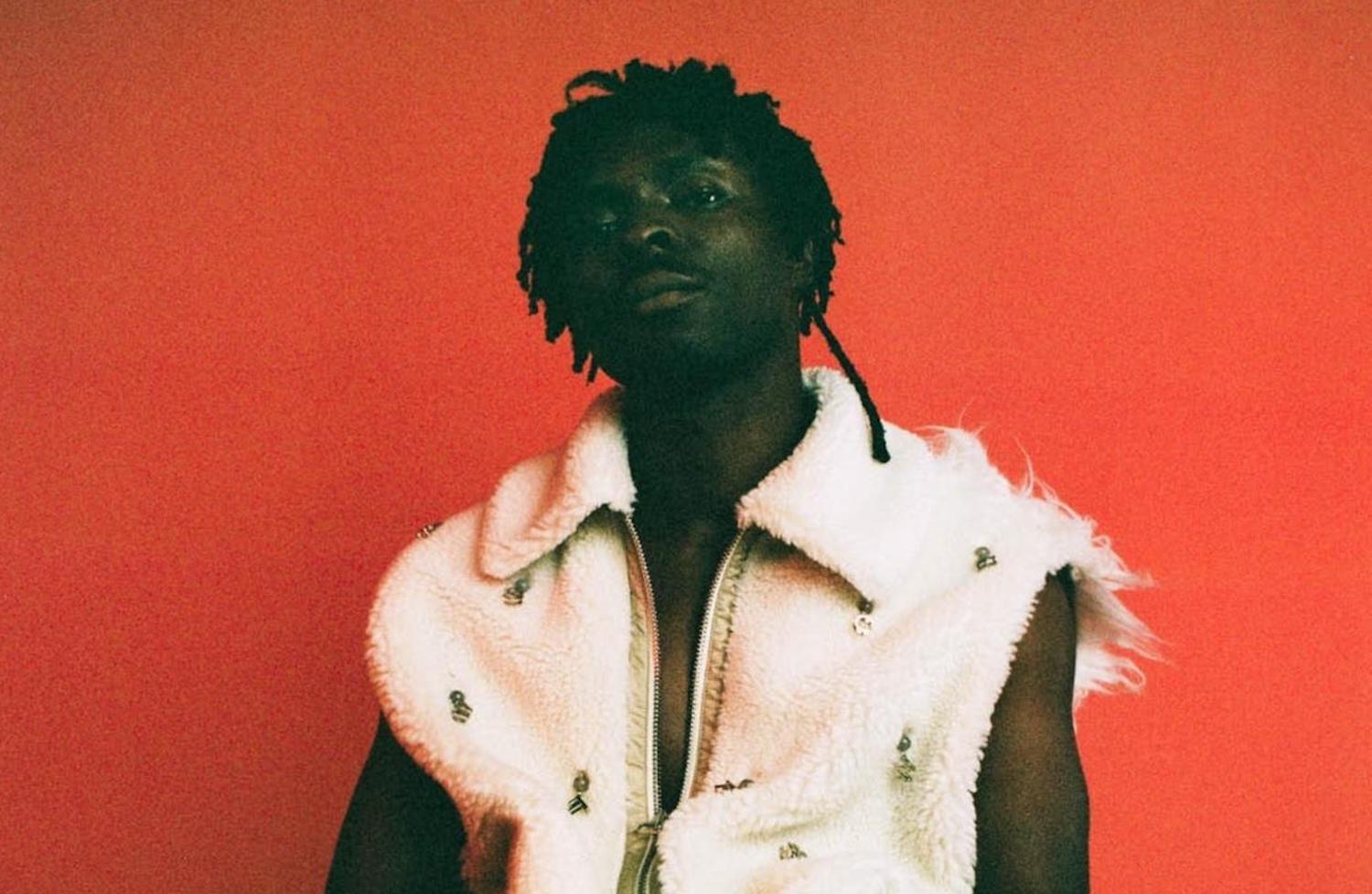 Azekel furry gilet red backdrop