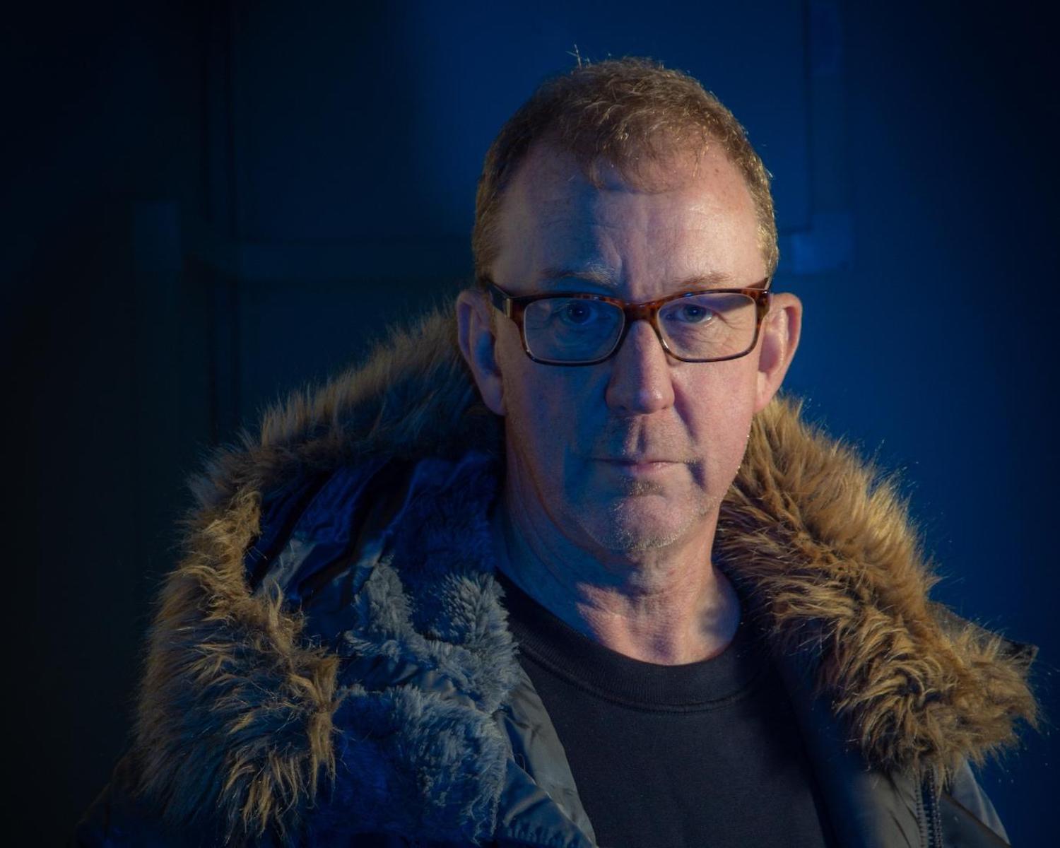 Dave Rowntree fur hood blue lighting