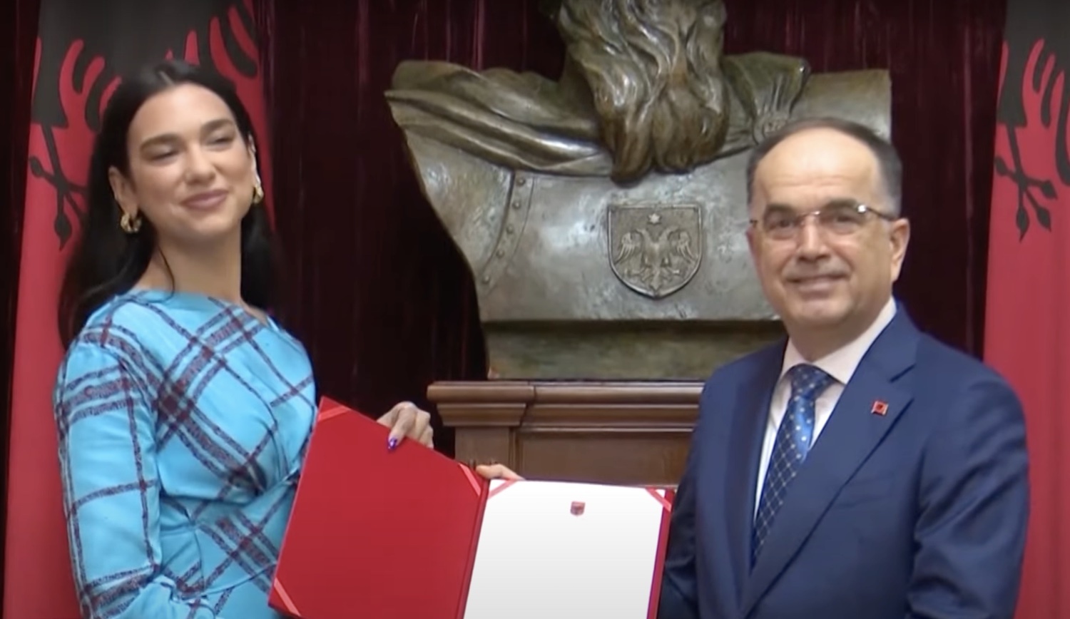 Dua Lipa accepting Albanian citizenship president Bajram Begaj