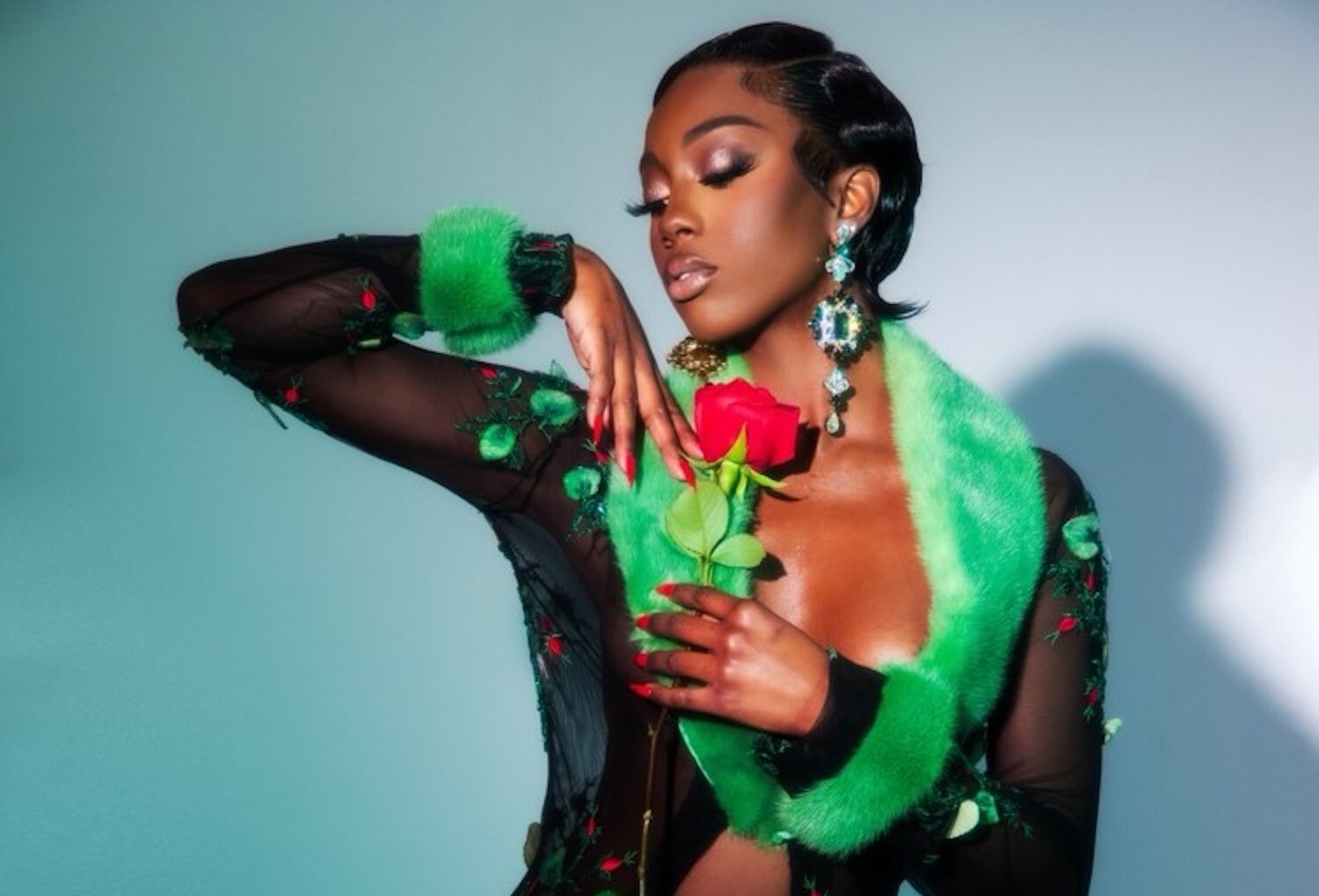 Flo Milli 2023 press shot holding rose