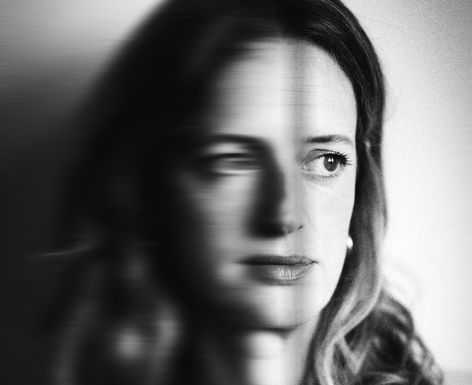 Isobel Waller-Bridge half face blur monochrome