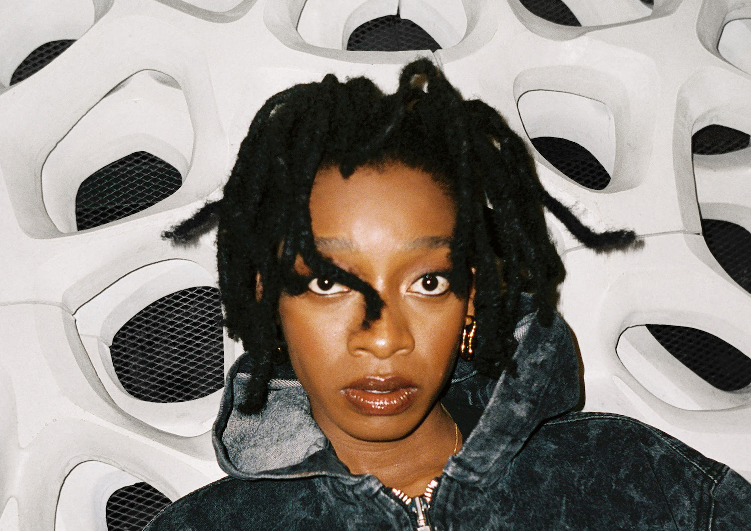 Little Simz acid wash hoodie white backdrop