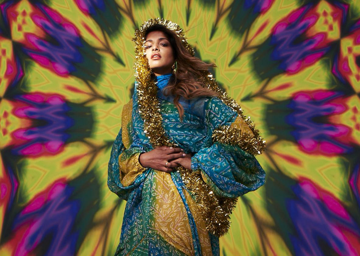 M.I.A tie dye backdrop for "Beep" single