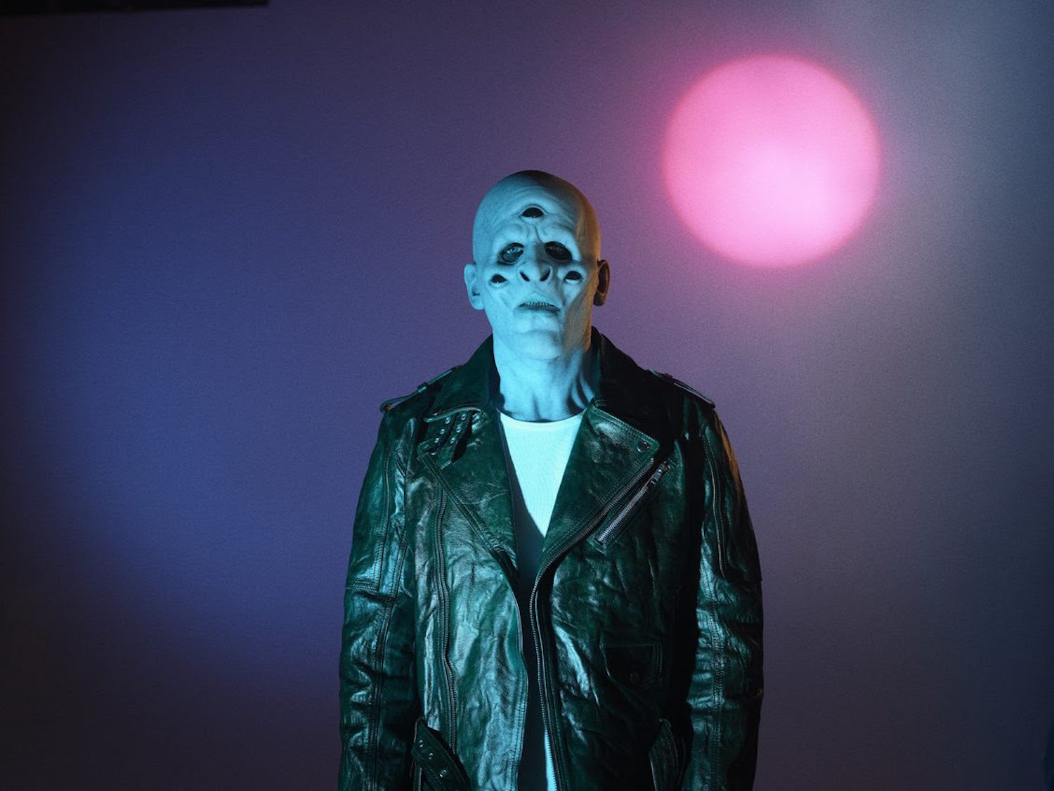 M83 leather jacket scary mask Anouck Bertin