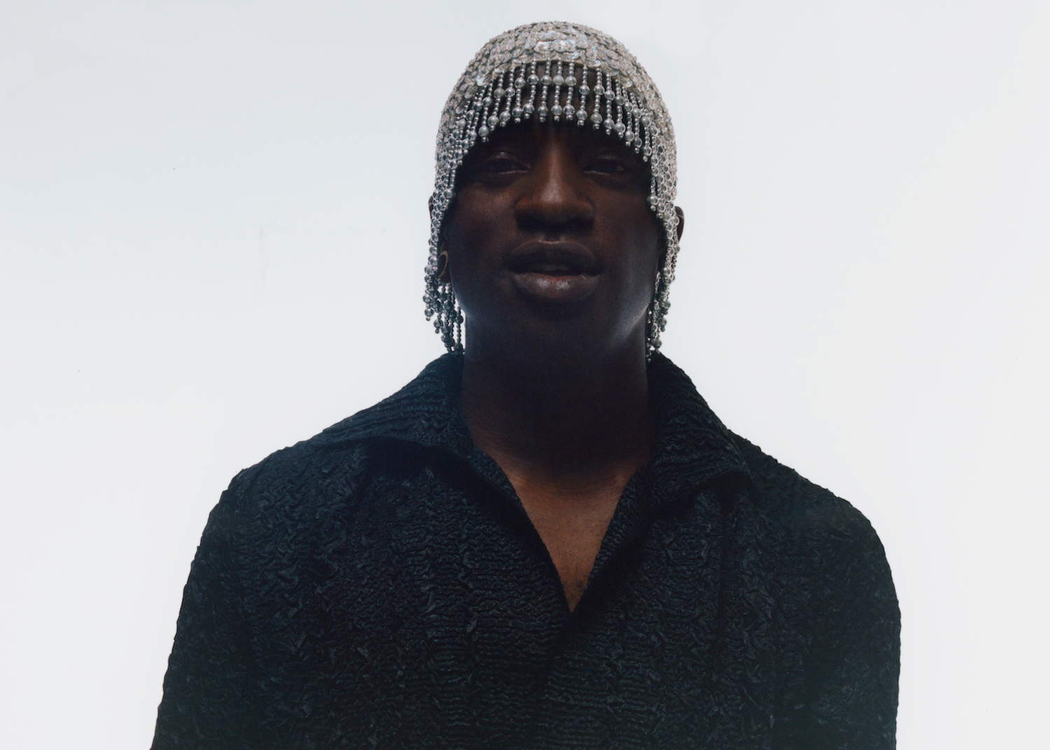 Petite Noir jewelled headpiece black shirt