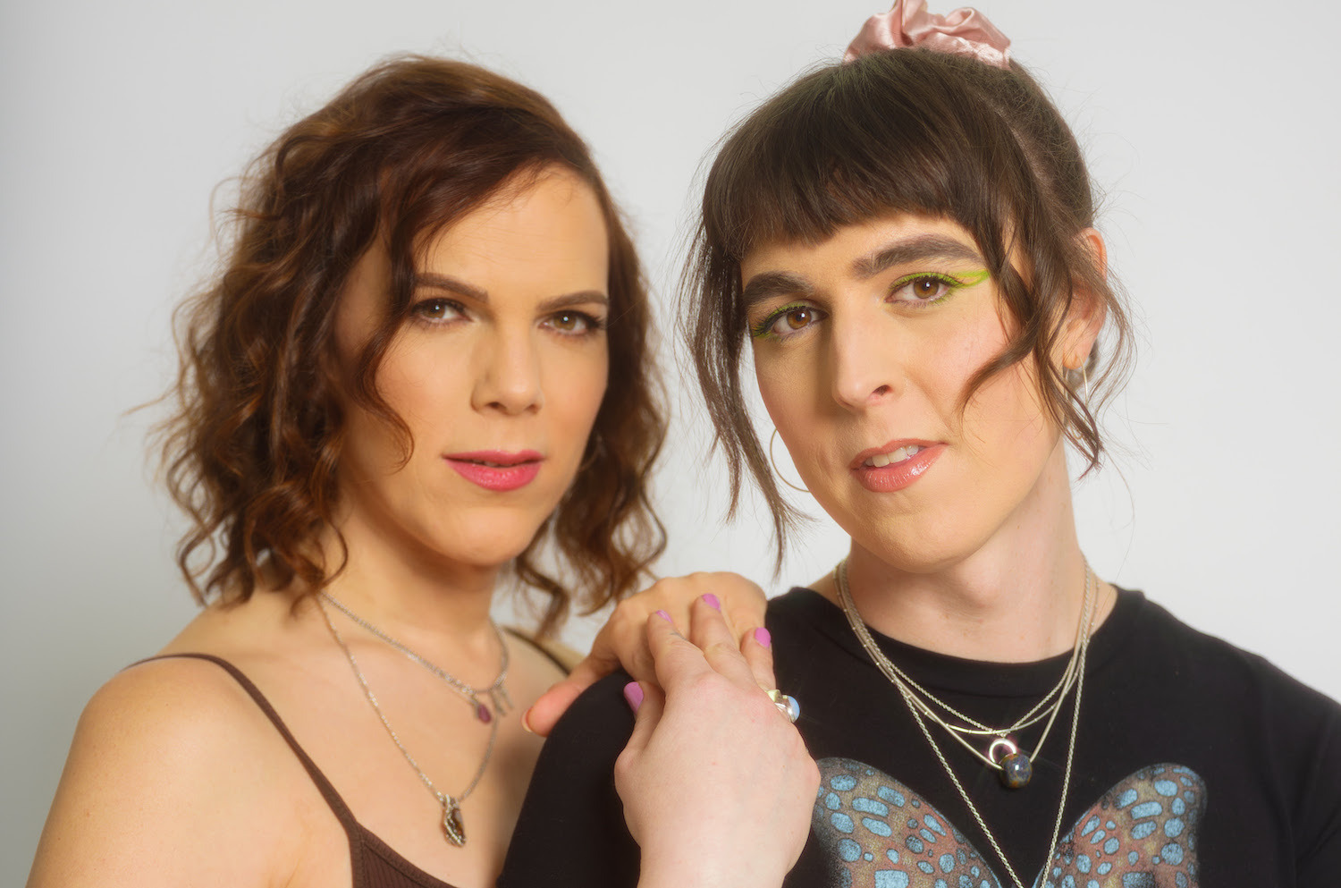 Eris Drew and Octo Octa holding hands for Fabric Originals debut release