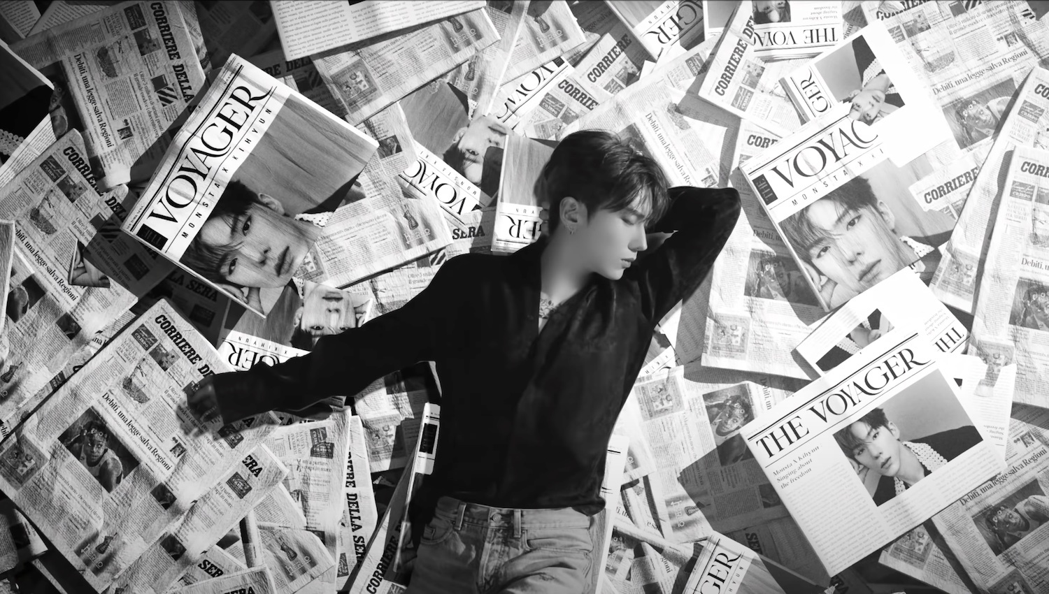 Kihyun in the video for "Voyager"