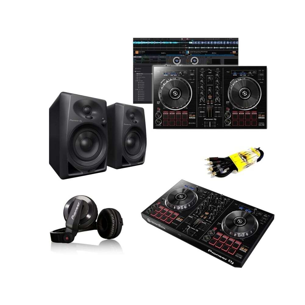 Pioneer dj starter pack inc ddj rb dj controller with full rekordbox dj software headphones speakers bundle p3092 7477 image