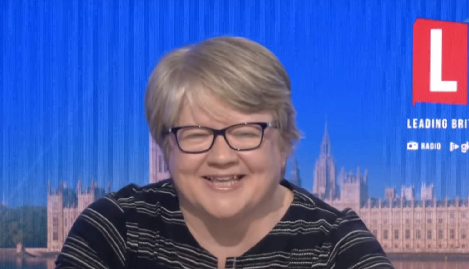 Thérèse Coffey laughing at Dr. Dre alarm interrupting LBC interview