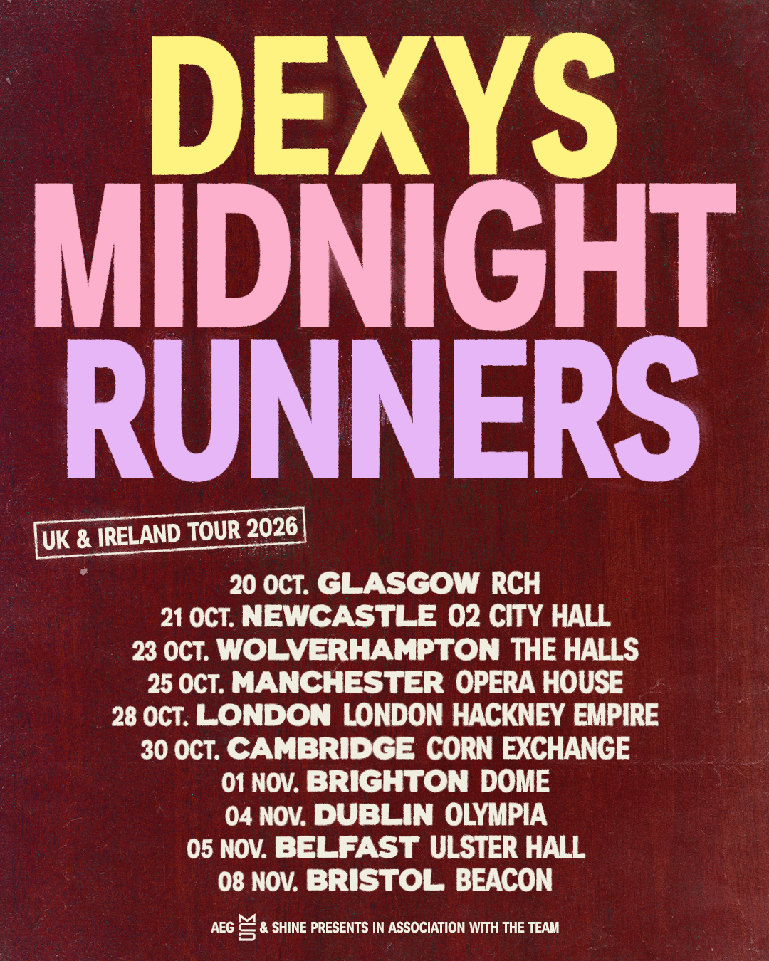 Dexy's Midnight Runners 2026 tour