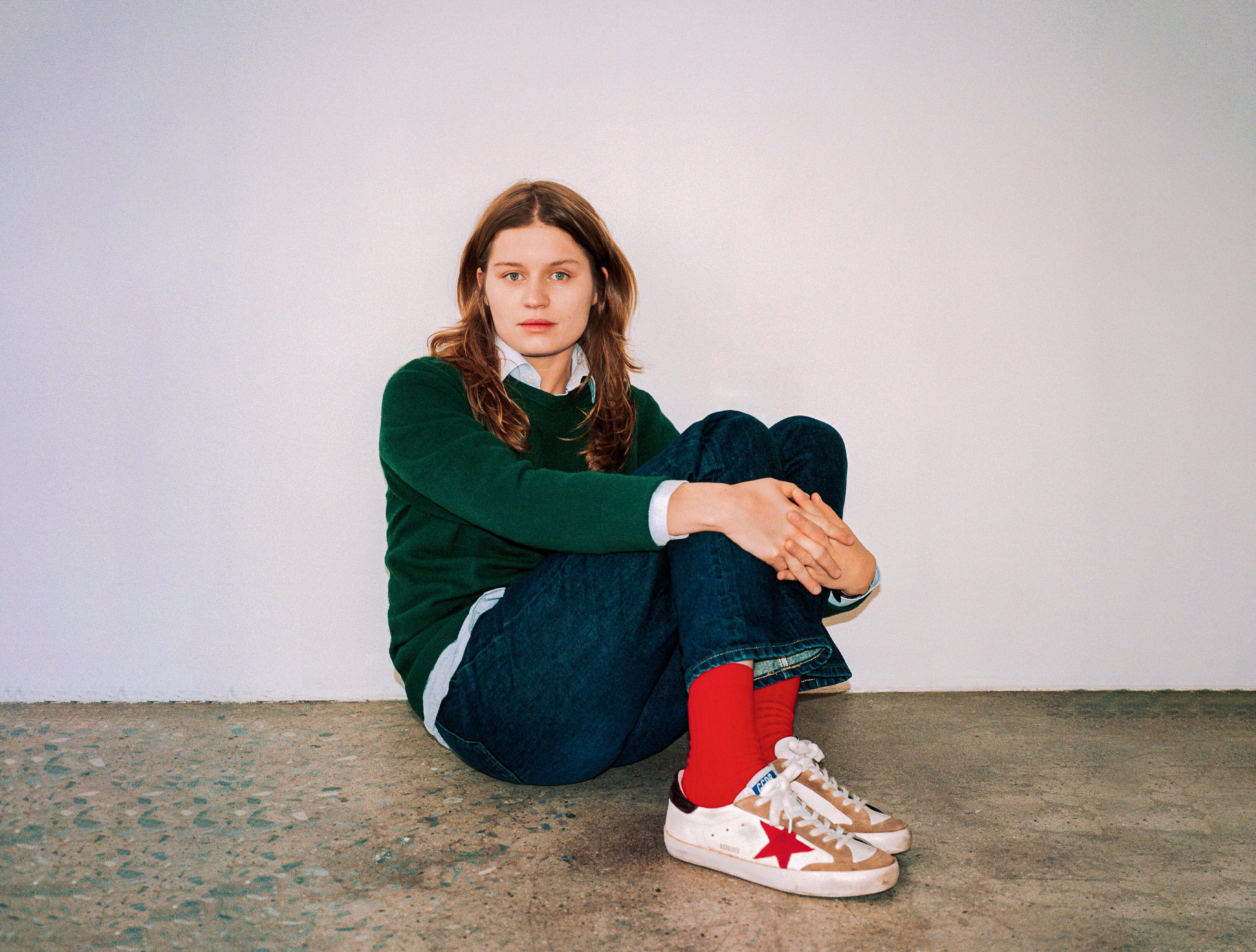 Girl in Read lead press shot