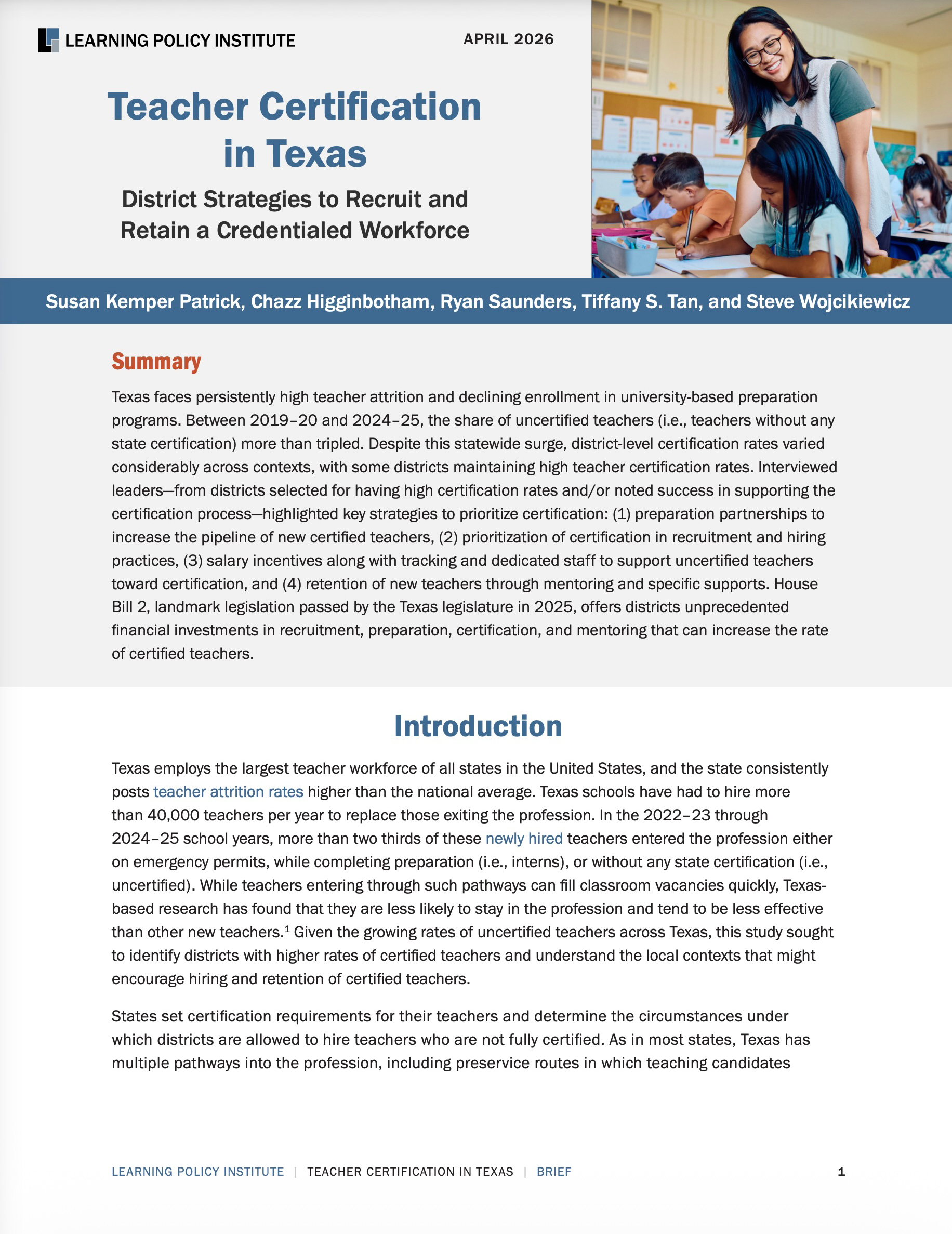 Teacher Certification Brief